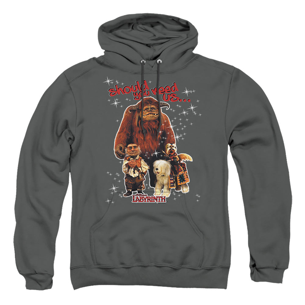 Labyrinth Should You Need Us Mens Hoodie Charcoal Officially Licensed