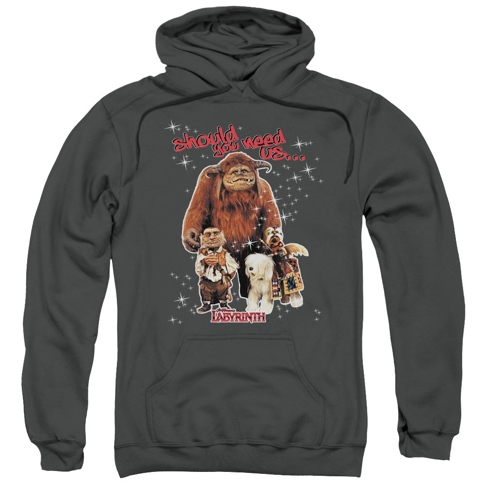 Labyrinth Should You Need Us Mens Hoodie Charcoal Officially Licensed