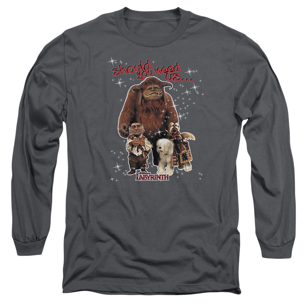 Labyrinth Should You Need Us Mens Long Sleeve Shirt Charcoal Officially Licensed Officially Licensed