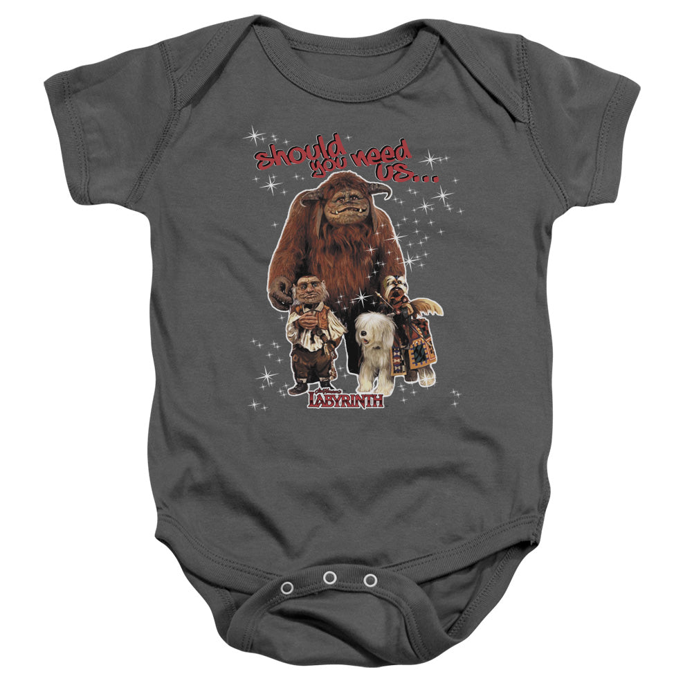 Labyrinth Should You Need Us Infant Baby Snapsuit Charcoal Officially Licensed