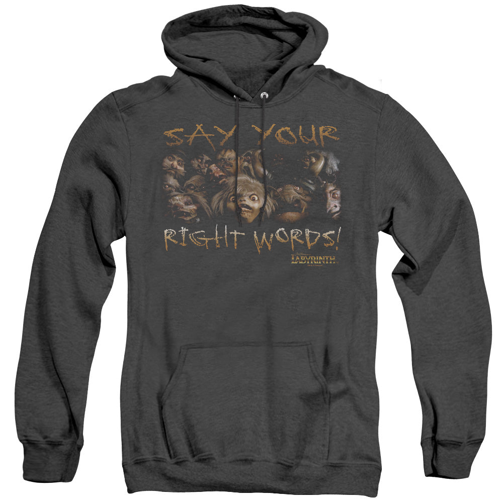 Labyrinth Say Your Right Words Heather Mens Hoodie Black Officially Licensed
