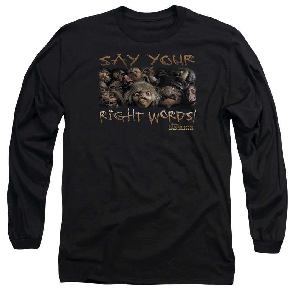 Labyrinth Say Your Right Words Mens Long Sleeve Shirt Black Officially Licensed Officially Licensed