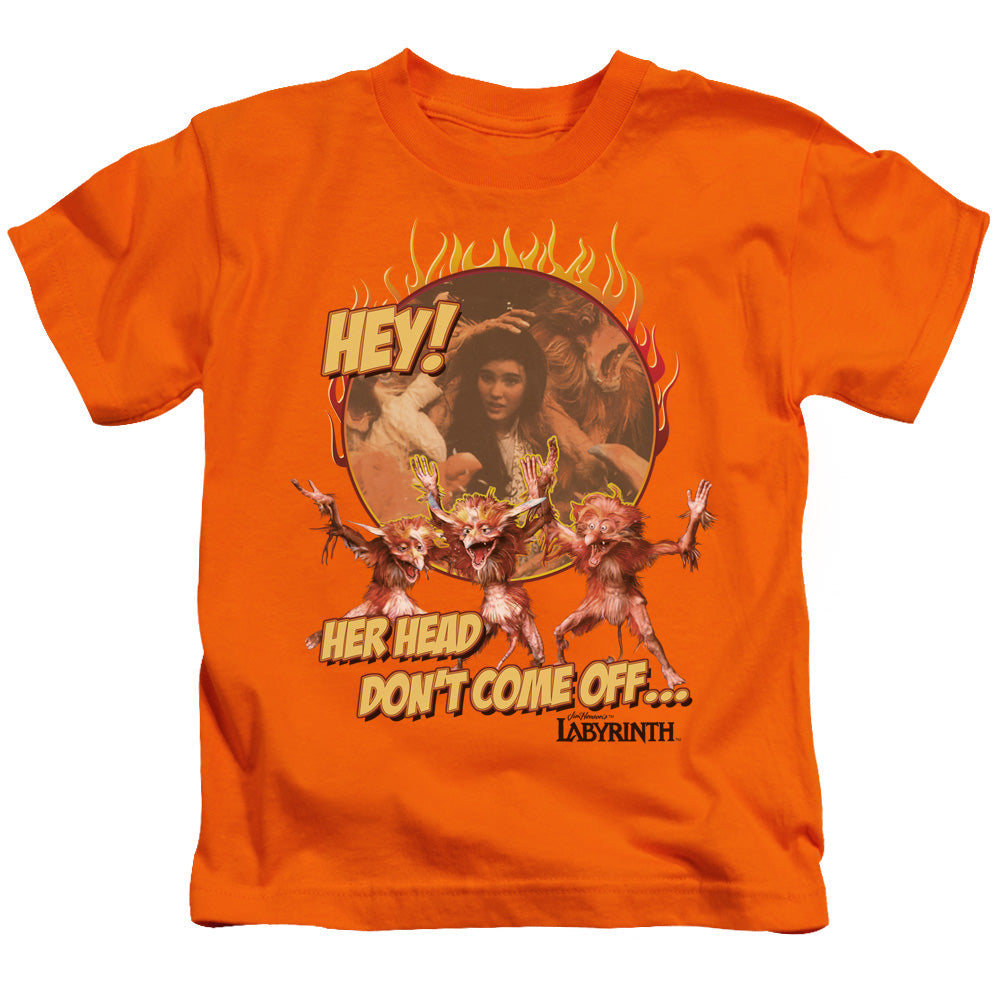 Labyrinth Head Dont Come Off Juvenile Kids Youth T Shirt Orange Officially Licensed