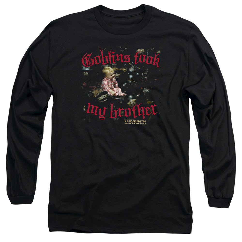 Labyrinth Goblins Took My Brother Mens Long Sleeve Shirt Black Officially Licensed Officially Licensed
