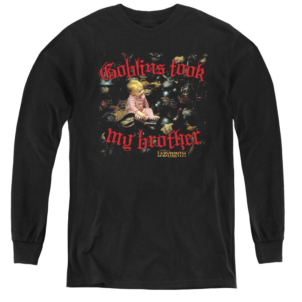 Labyrinth Goblins Took My Brother Long Sleeve Kids Youth T Shirt Black Officially Licensed