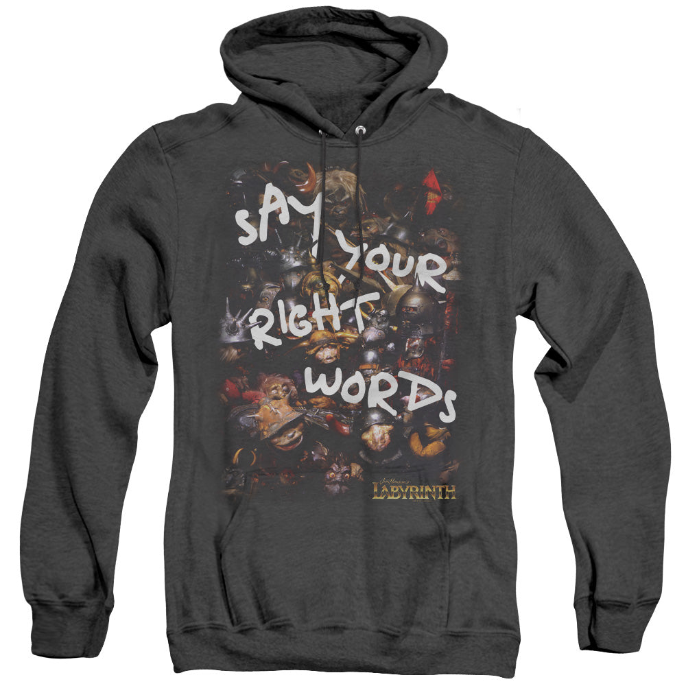 Labyrinth Right Words Heather Mens Hoodie Black Officially Licensed