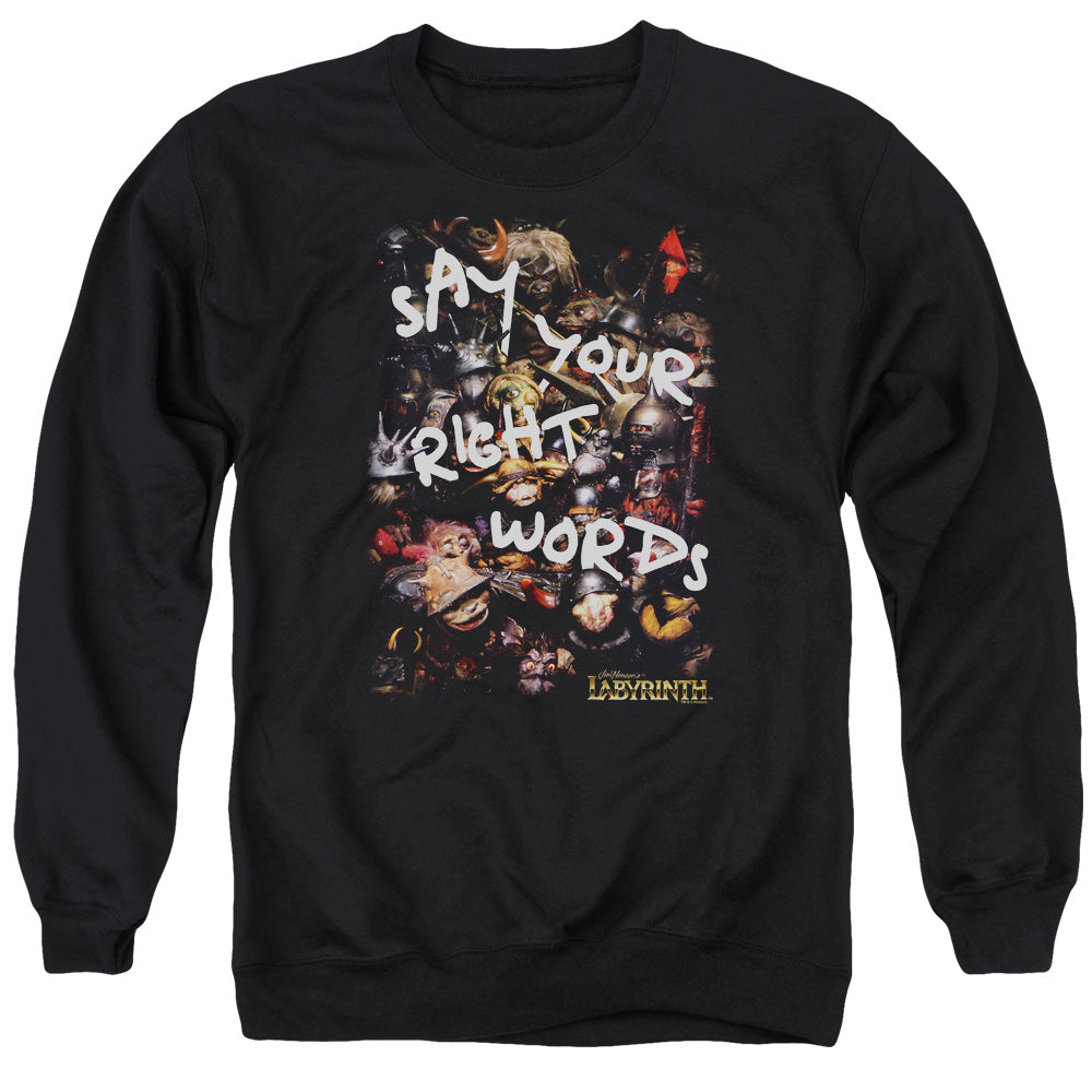 Labyrinth Right Words Mens Crewneck Sweatshirt Black Officially Licensed