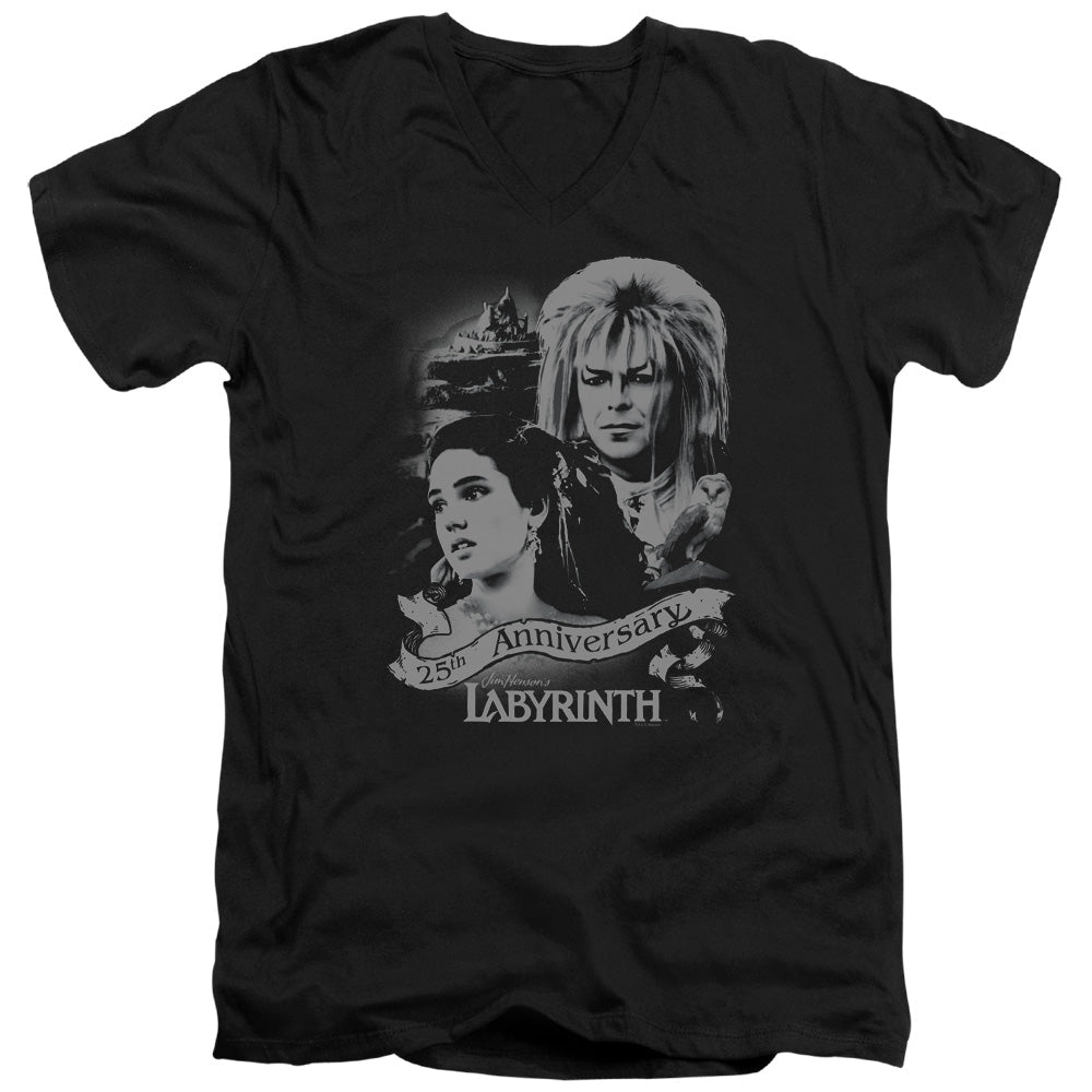 Labyrinth Anniversary Mens Slim Fit V-Neck T Shirt Black Officially Licensed