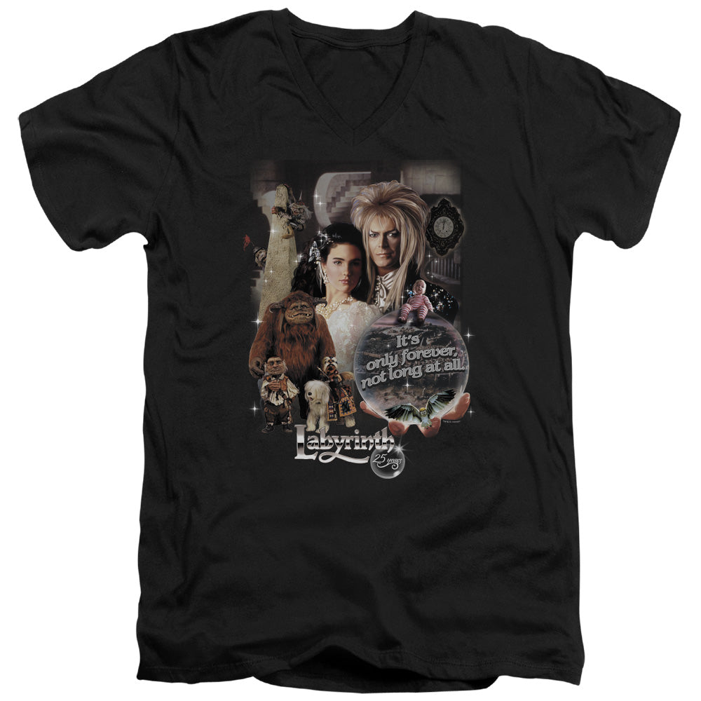 Labyrinth 25 Years of Magic Mens Slim Fit V-Neck T Shirt Black Officially Licensed