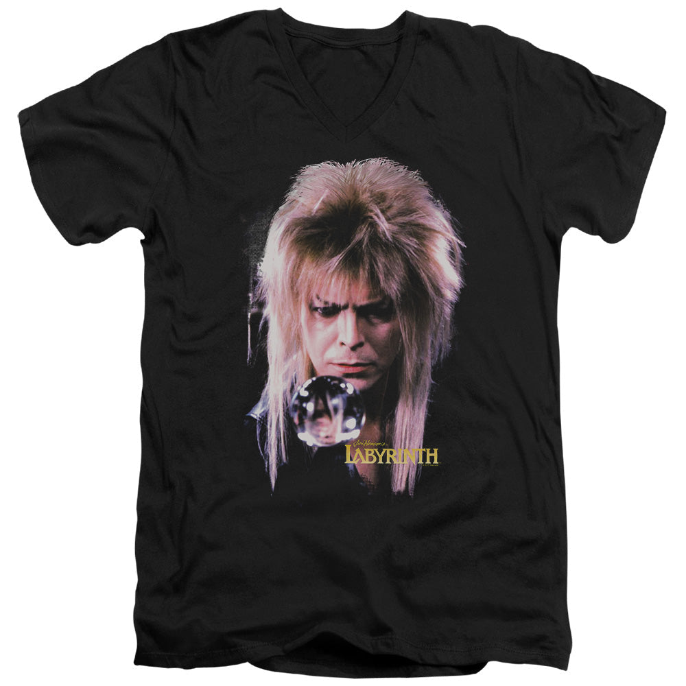 Labyrinth Goblin King Mens Slim Fit V-Neck T Shirt Black Officially Licensed