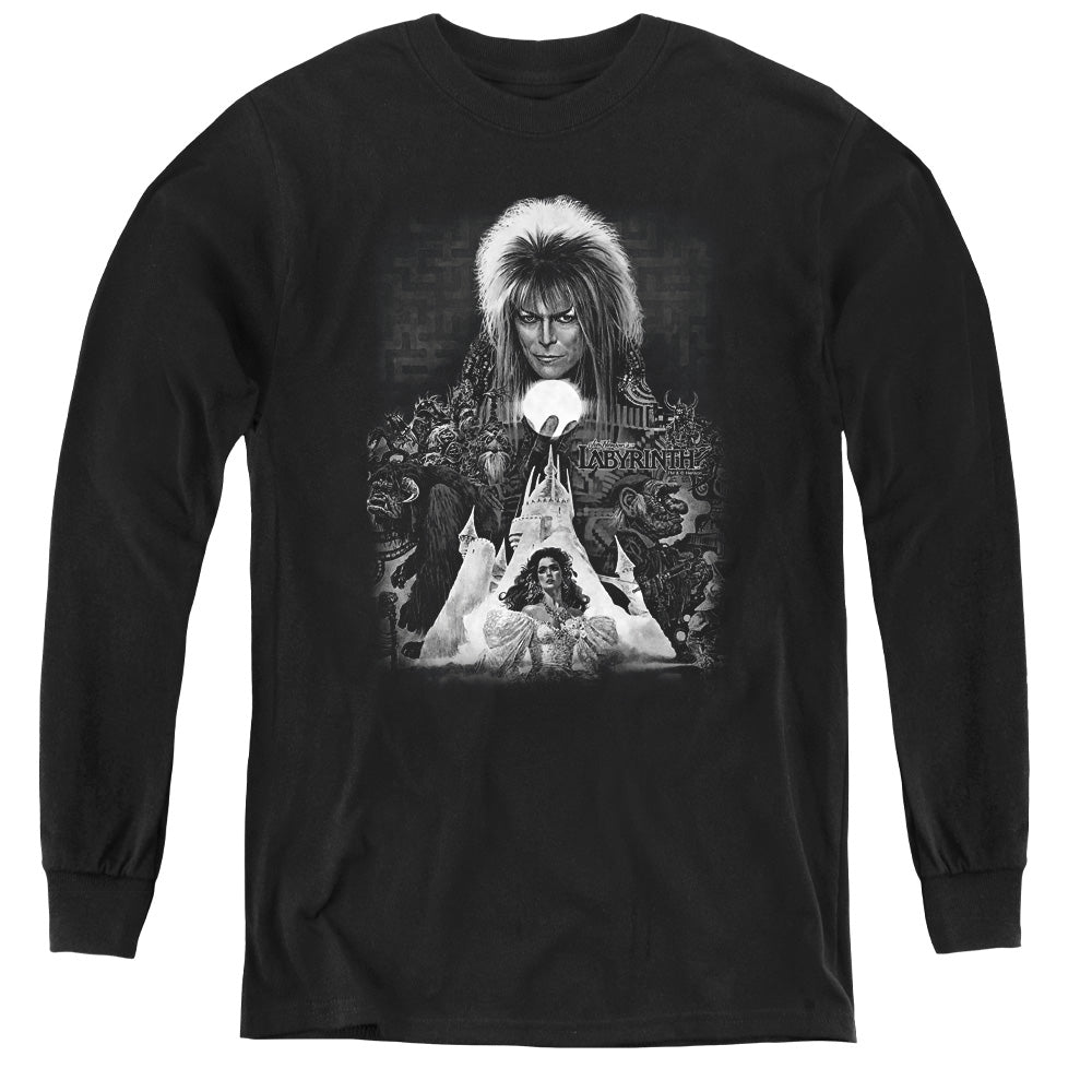 Labyrinth Castle Long Sleeve Kids Youth T Shirt Black Officially Licensed