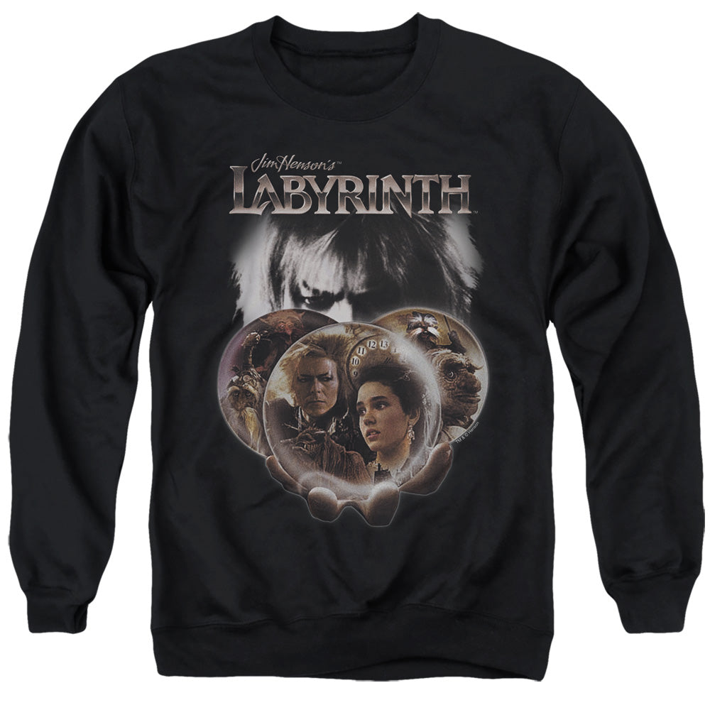 Labyrinth Globes Mens Crewneck Sweatshirt Black Officially Licensed
