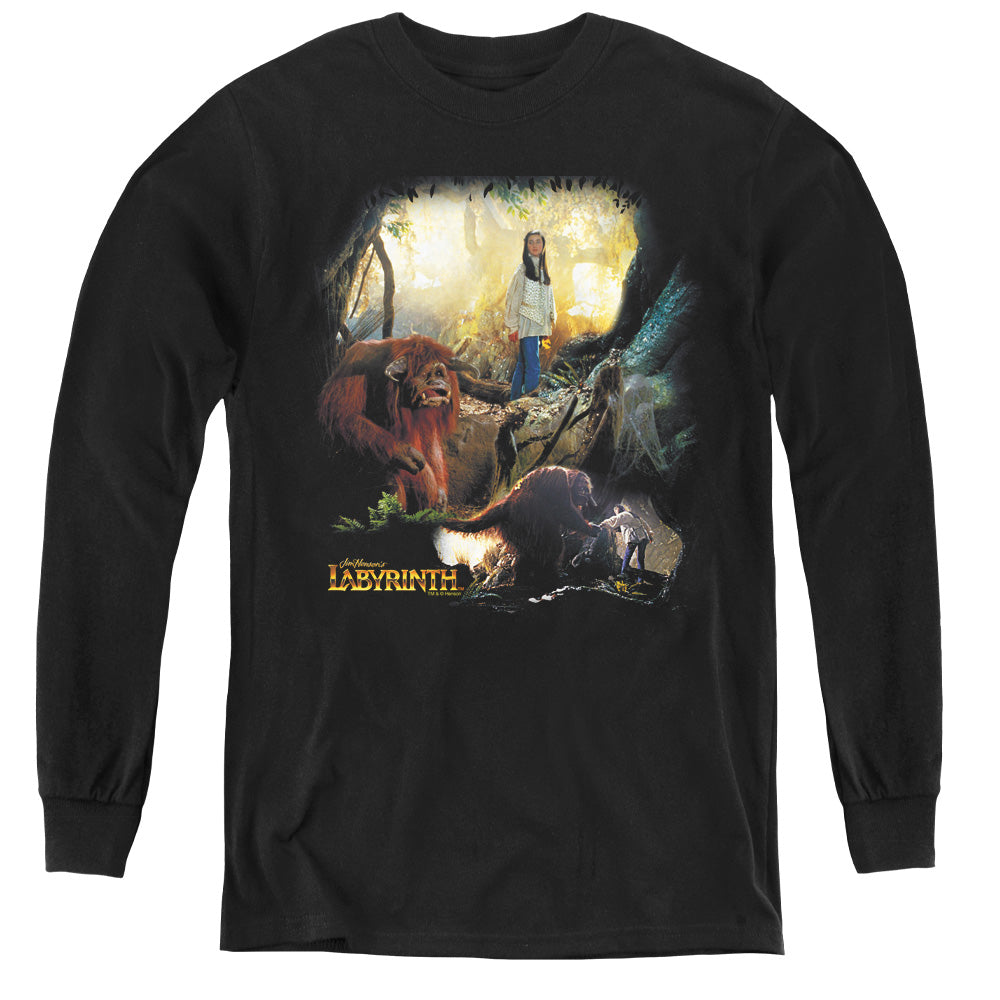 Labyrinth Sarah & Ludo Long Sleeve Kids Youth T Shirt Black Officially Licensed