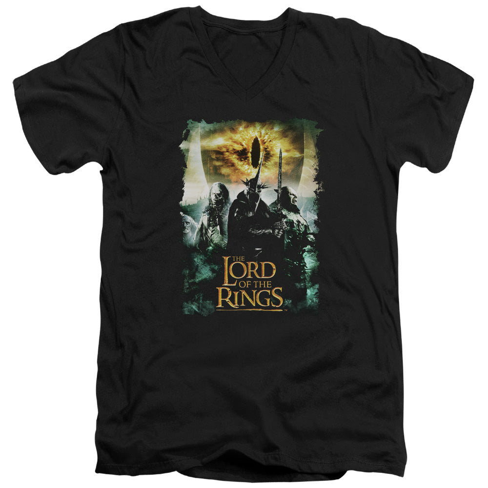 Lord Of The Rings Villain Group Mens Slim Fit V-Neck T Shirt Black Officially Licensed