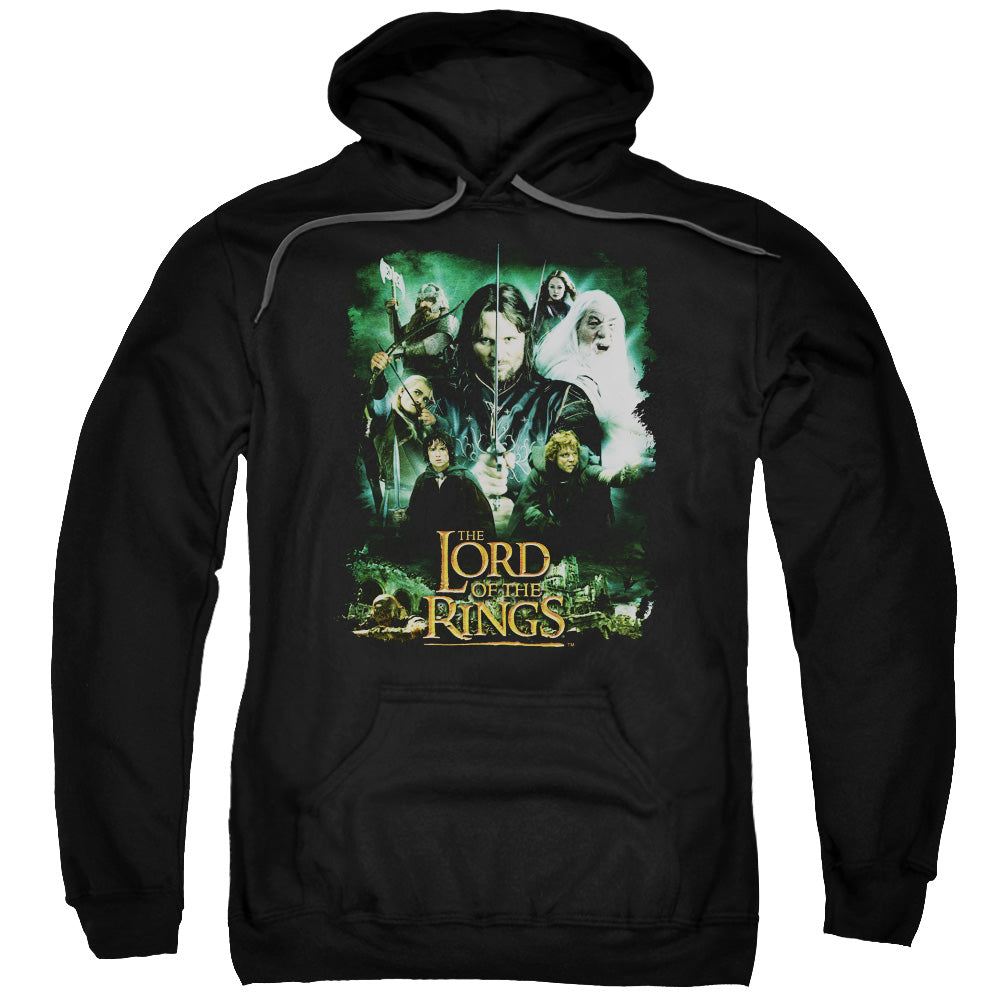Lord Of The Ringsd Of The Rings Hero Group Mens Hoodie Black Officially Licensed