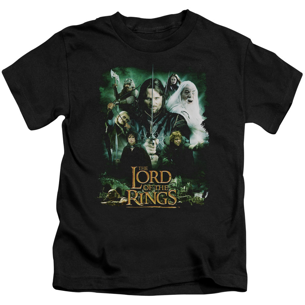 Lord Of The Rings Hero Group Juvenile Kids Youth T Shirt Black Officially Licensed