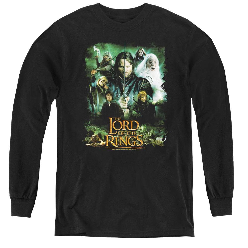 Lord Of The Rings Hero Group Long Sleeve Kids Youth T Shirt Black Officially Licensed