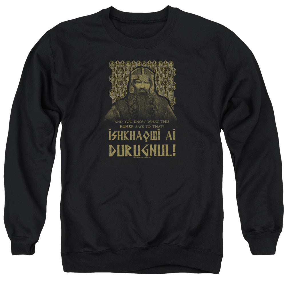 Lord Of The Rings Ishkhaqwi Durugnul Mens Crewneck Sweatshirt Black Officially Licensed