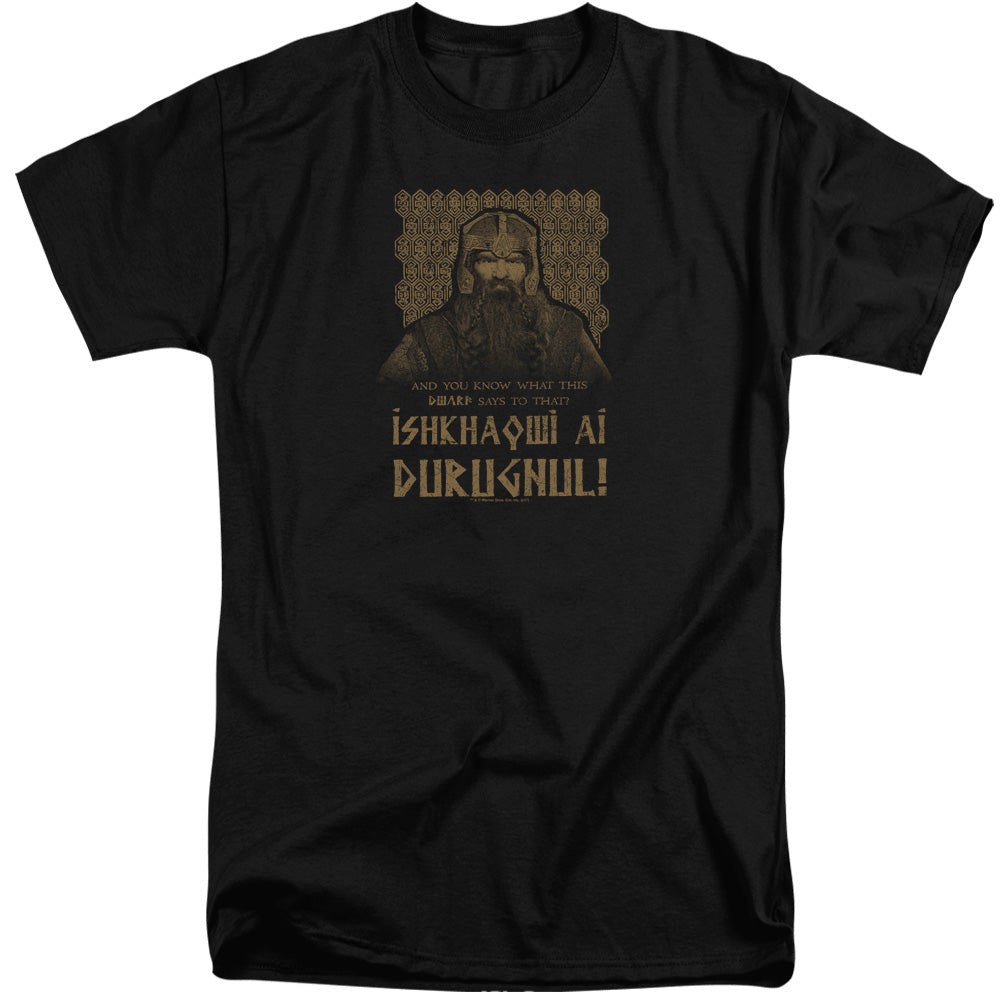 Lord Of The Rings Ishkhaqwi Durugnul Mens Tall T Shirt Black Officially Licensed