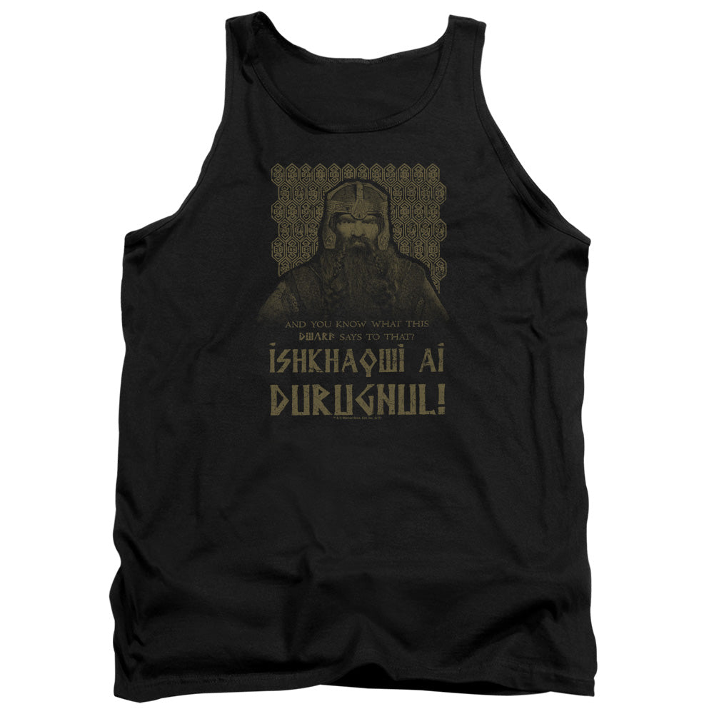 Lord Of The Rings Ishkhaqwi Durugnul Mens Tank Top Shirt Black Officially Licensed