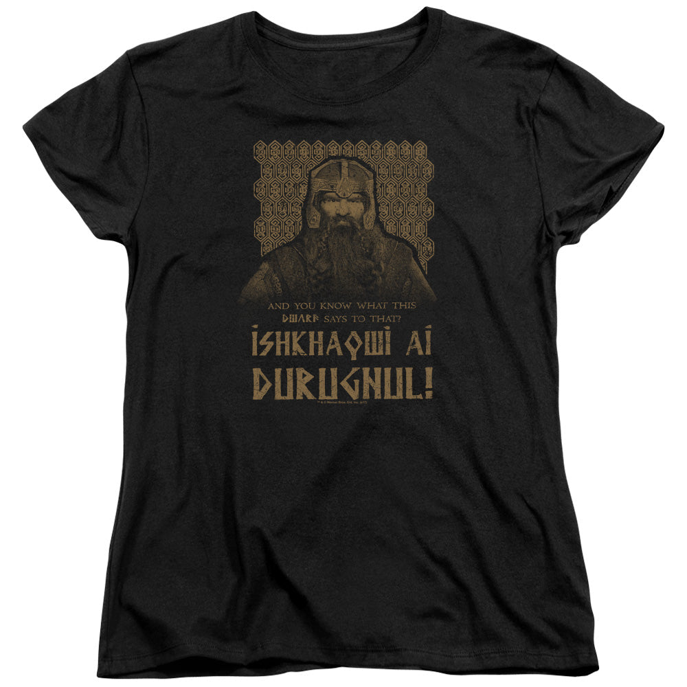 Lord Of The Rings Ishkhaqwi Durugnul Womens T Shirt Black Officially Licensed