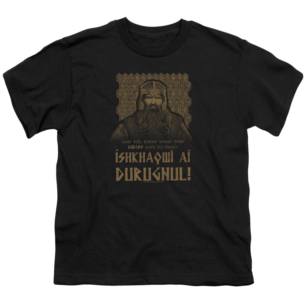 Lord Of The Rings Ishkhaqwi Durugnul Kids Youth T Shirt Black Officially Licensed