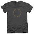 Lord Of The Rings One Ring Mens Slim Fit V-Neck T Shirt Charcoal Officially Licensed