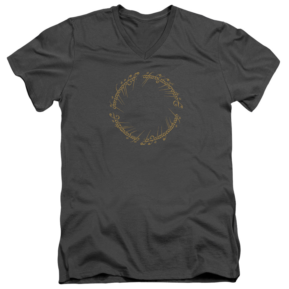 Lord Of The Rings One Ring Mens Slim Fit V-Neck T Shirt Charcoal Officially Licensed