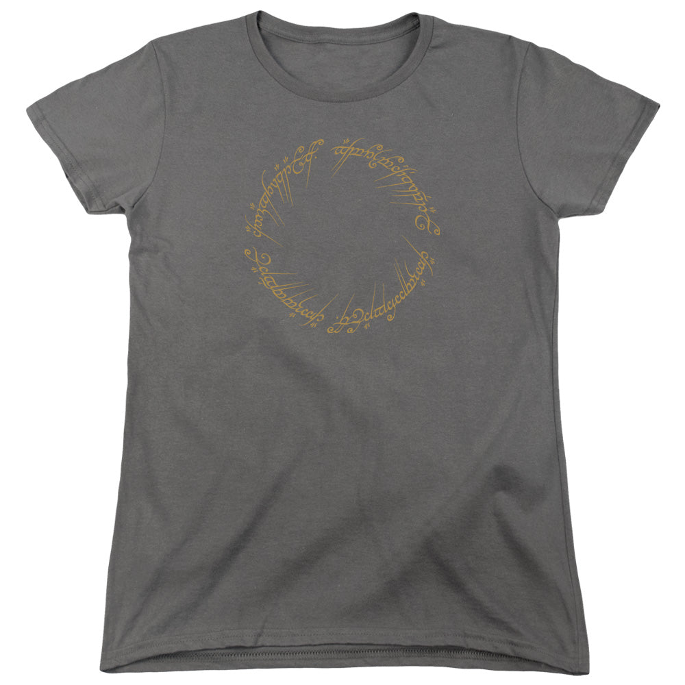 Lord Of The Rings One Ring Womens T Shirt Charcoal Officially Licensed