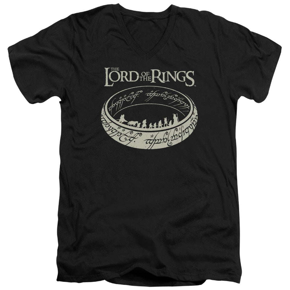 Lord Of The Rings the Journey Mens Slim Fit V-Neck T Shirt Black Officially Licensed