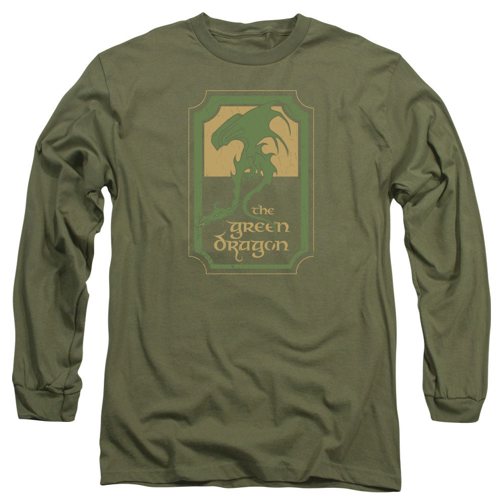 Lord Of The Rings Green Dragon Tavern Mens Long Sleeve Shirt Military Green Officially Licensed Officially Licensed