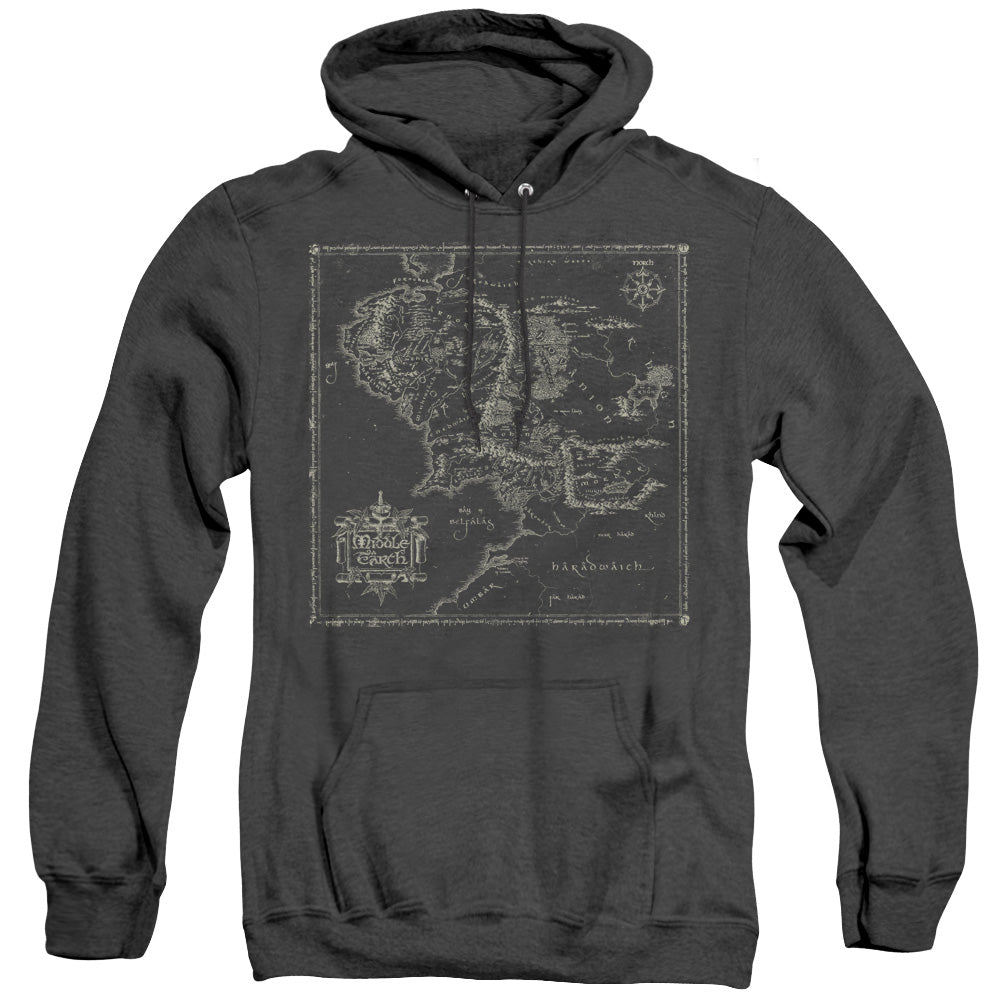 Lord Of The Rings Map Of Me Heather Mens Hoodie Black Officially Licensed