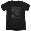 Lord Of The Rings Map of Me Mens Slim Fit V-Neck T Shirt Black Officially Licensed