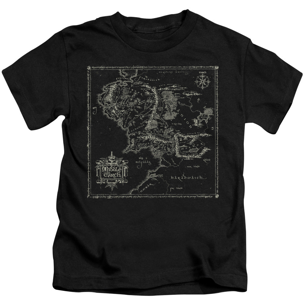 Lord Of The Rings Map of Me Juvenile Kids Youth T Shirt Black Officially Licensed