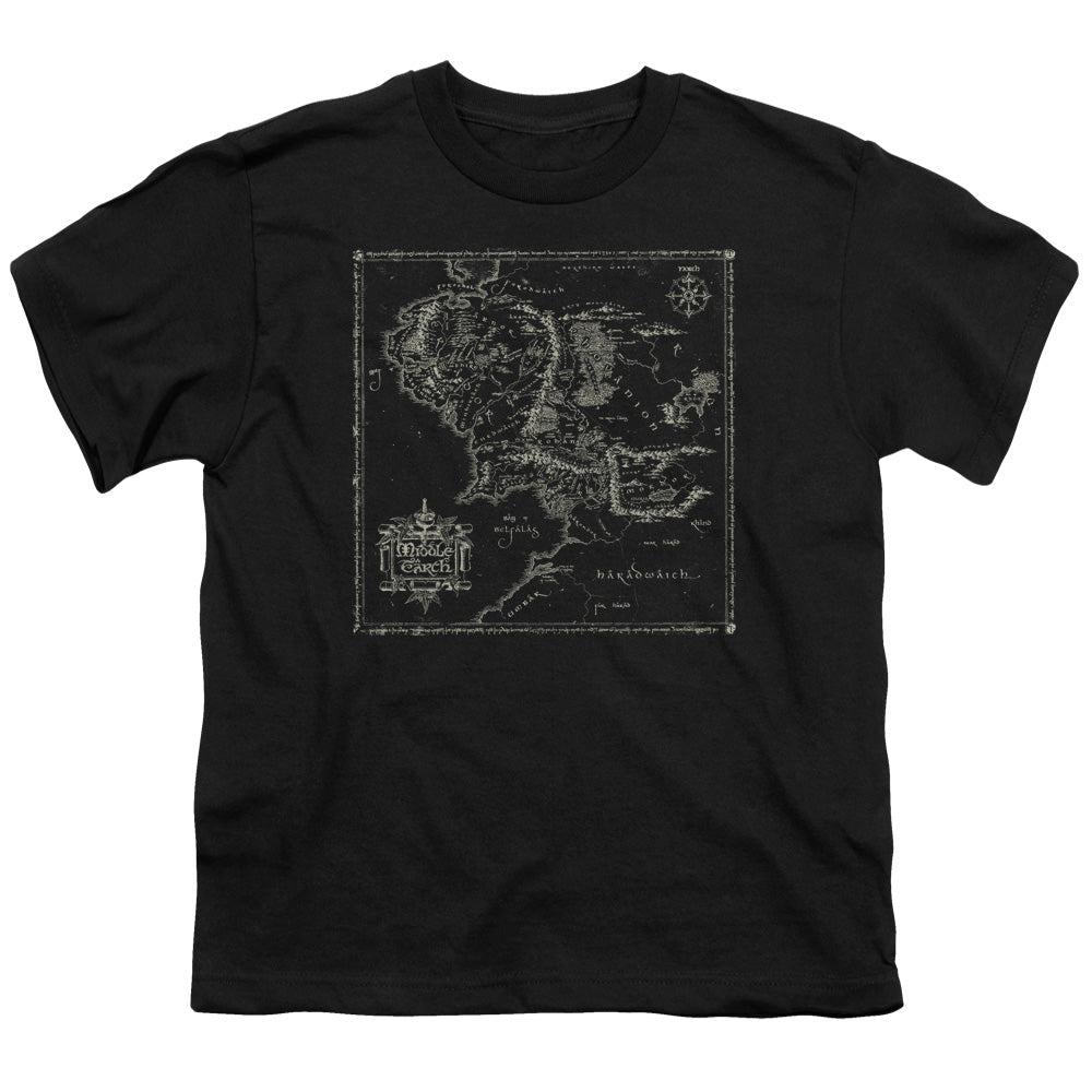 Lord Of The Rings Map of Me Kids Youth T Shirt Black Officially Licensed