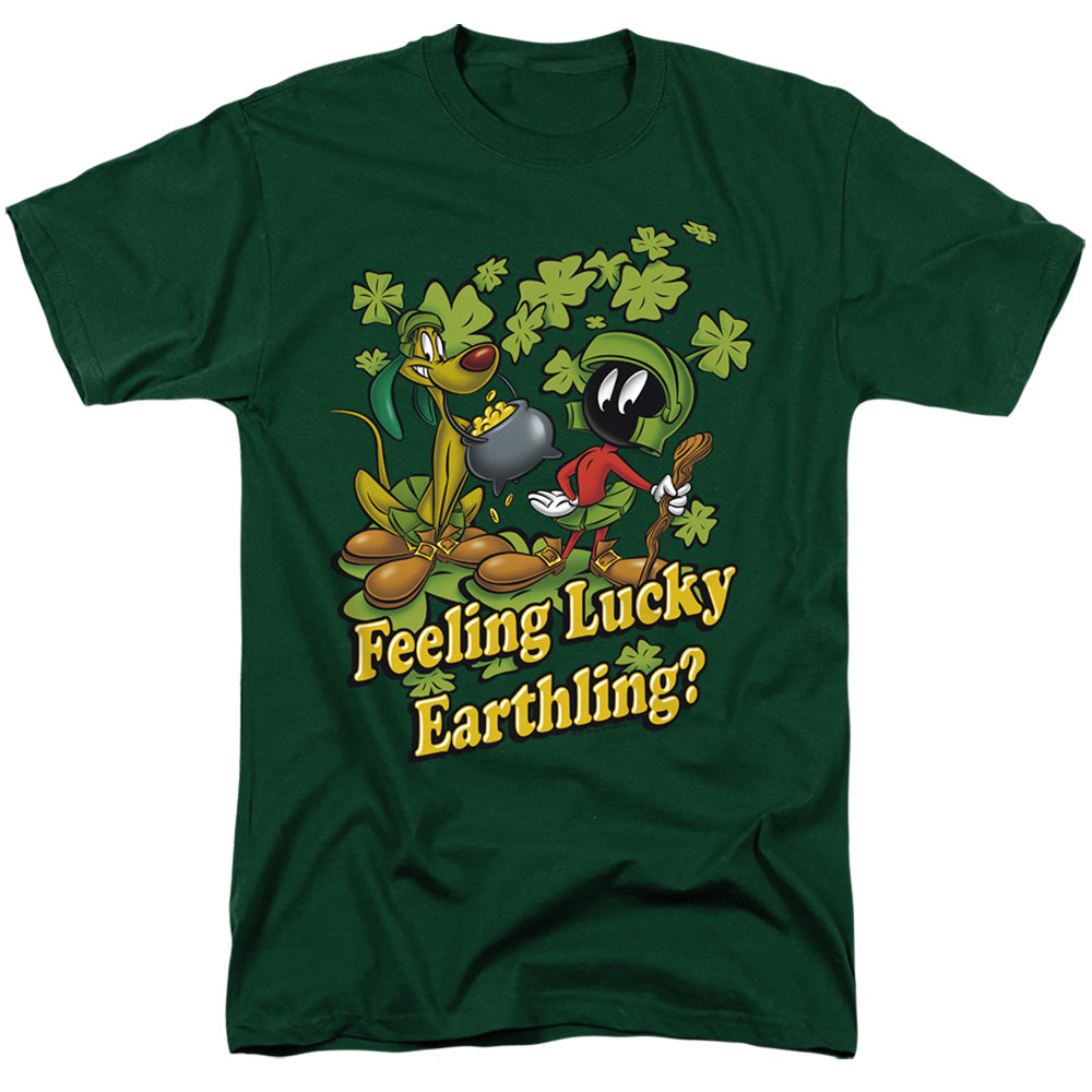 Looney Tunes Feeling Lucky Mens T Shirt Hunter Green Officially Licensed