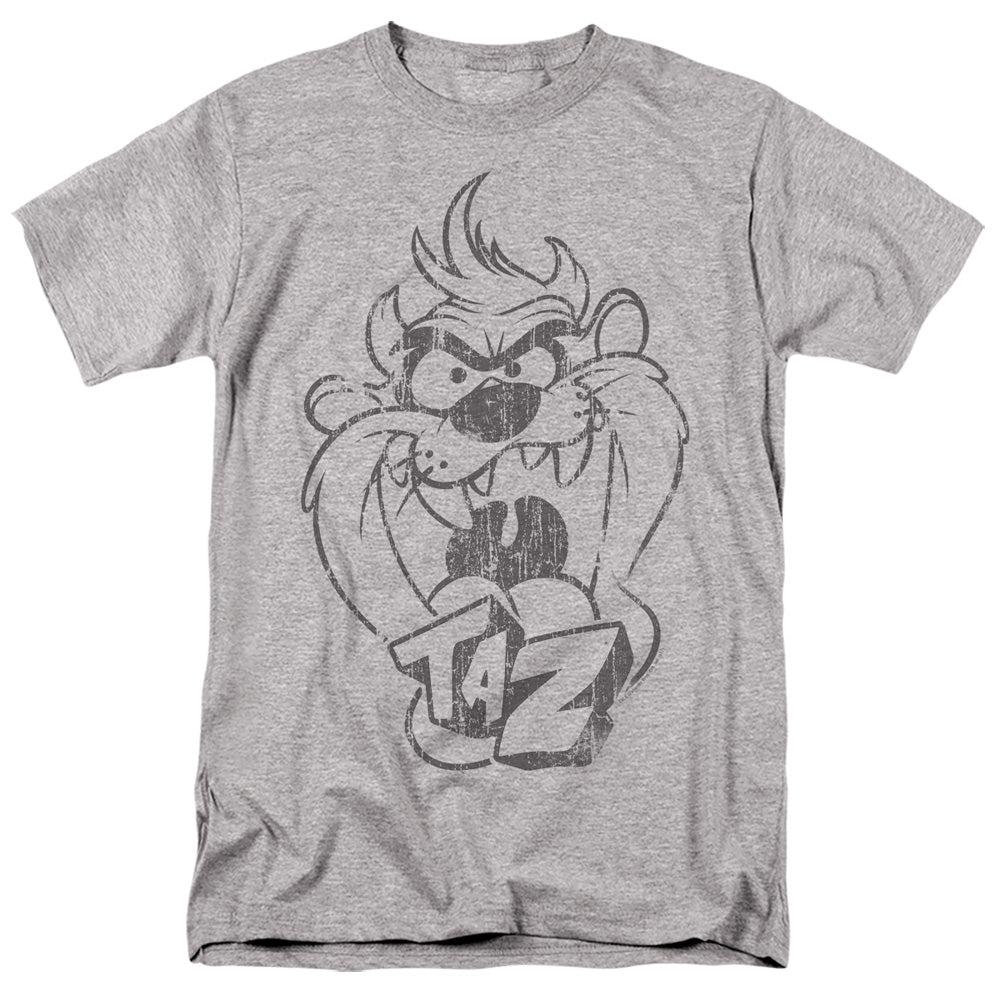 Looney Tunes Faded Taz Mens T Shirt Athletic Heather Officially Licensed