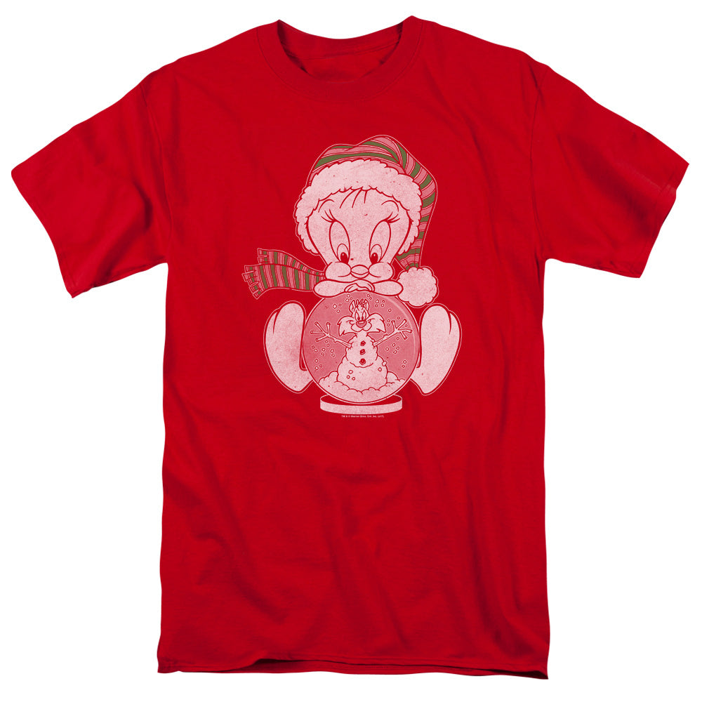 Looney Tunes Tweey Globe Mens T Shirt Red Officially Licensed