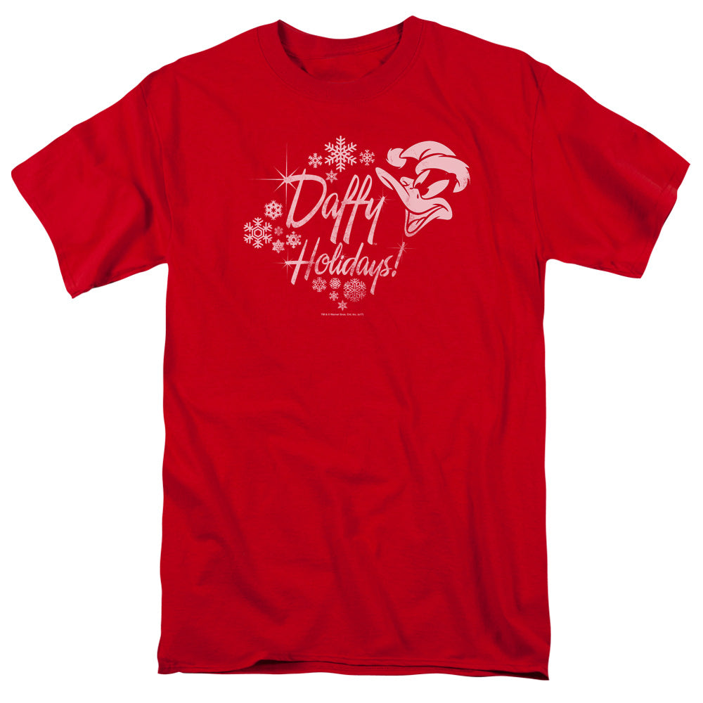 Looney Tunes Daffy Holidays Mens T Shirt Red Officially Licensed