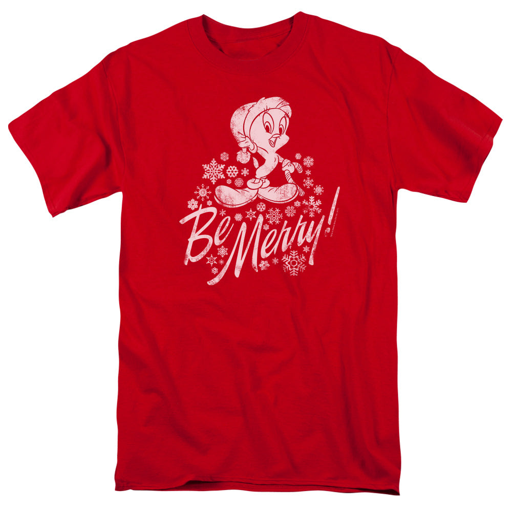 Looney Tunes Merry Tweety Mens T Shirt Red Officially Licensed