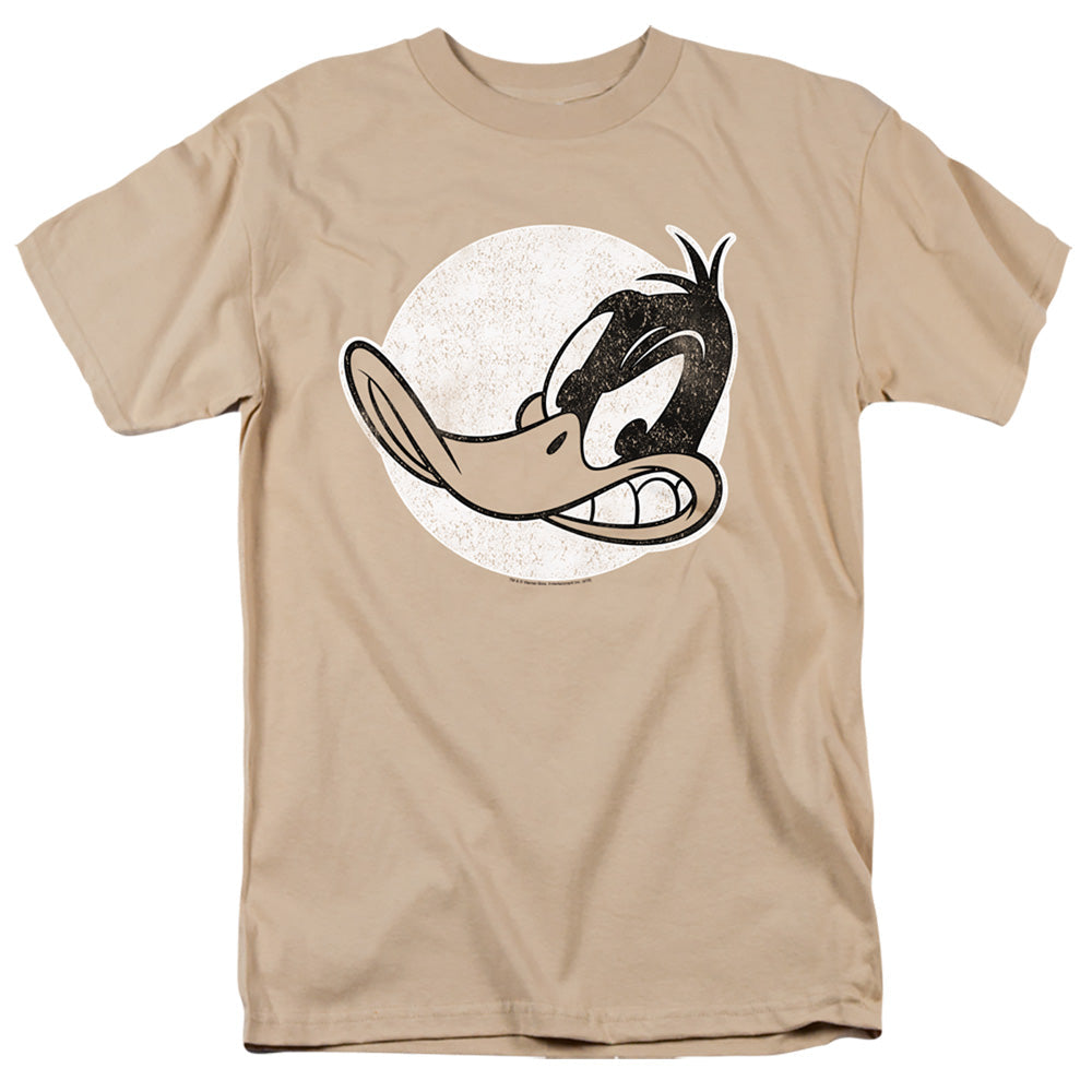 Looney Tunes Daffy Vintage Badge Mens T Shirt Sand Officially Licensed