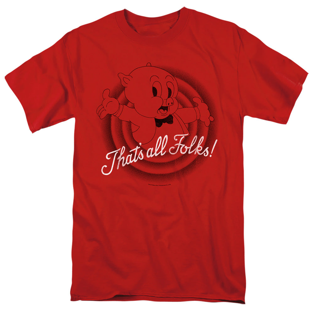 Looney Tunes Thats All Folks Mens T Shirt Red Officially Licensed