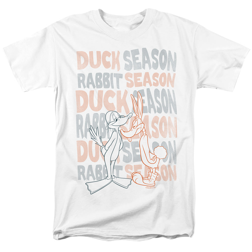 Looney Tunes Duck Season Rabbit Season Mens T Shirt White Officially Licensed
