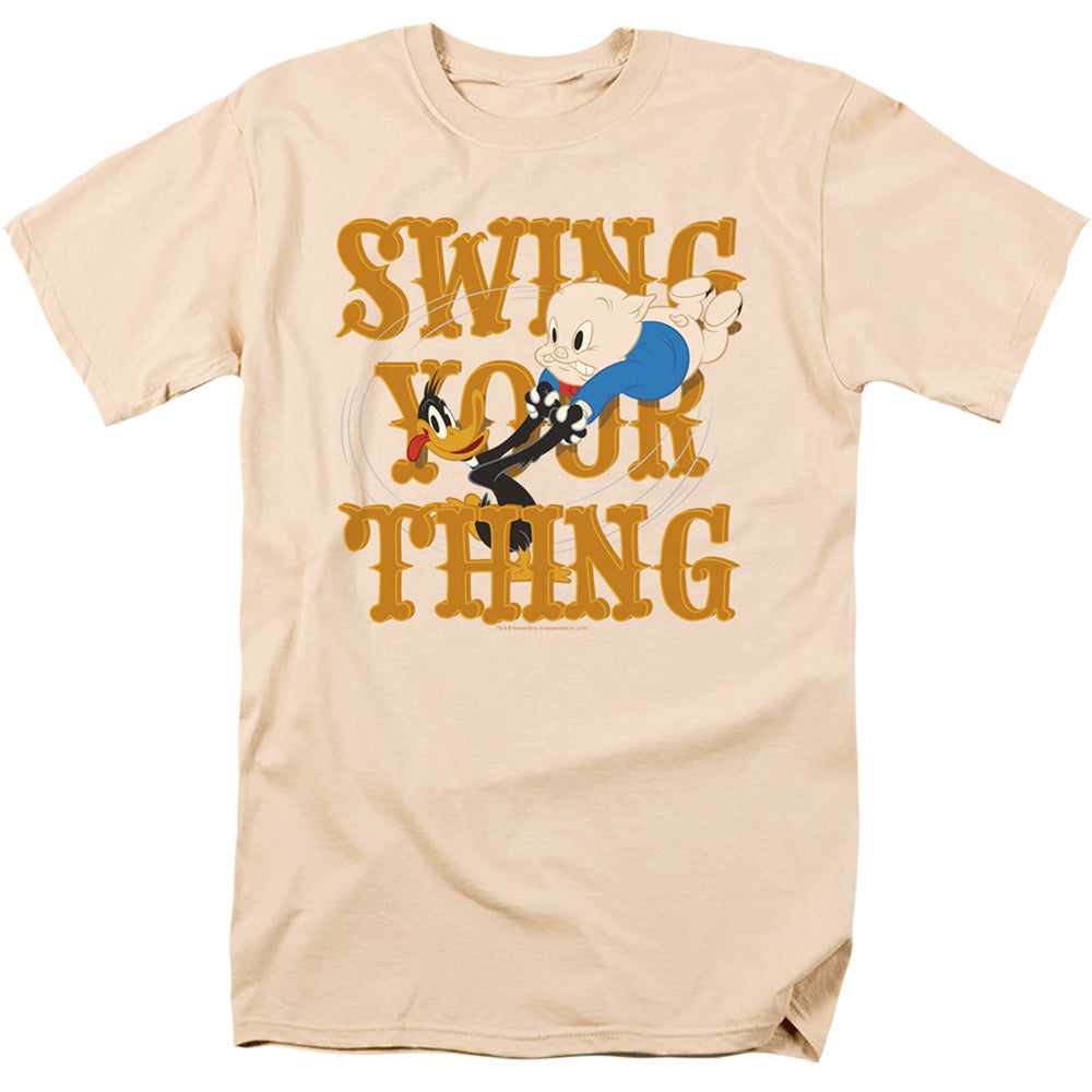 Looney Tunes Swing Your Thing Mens T Shirt Cream Officially Licensed