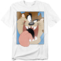 Looney Tunes Taz Closeup Mens T Shirt Cream Officially Licensed