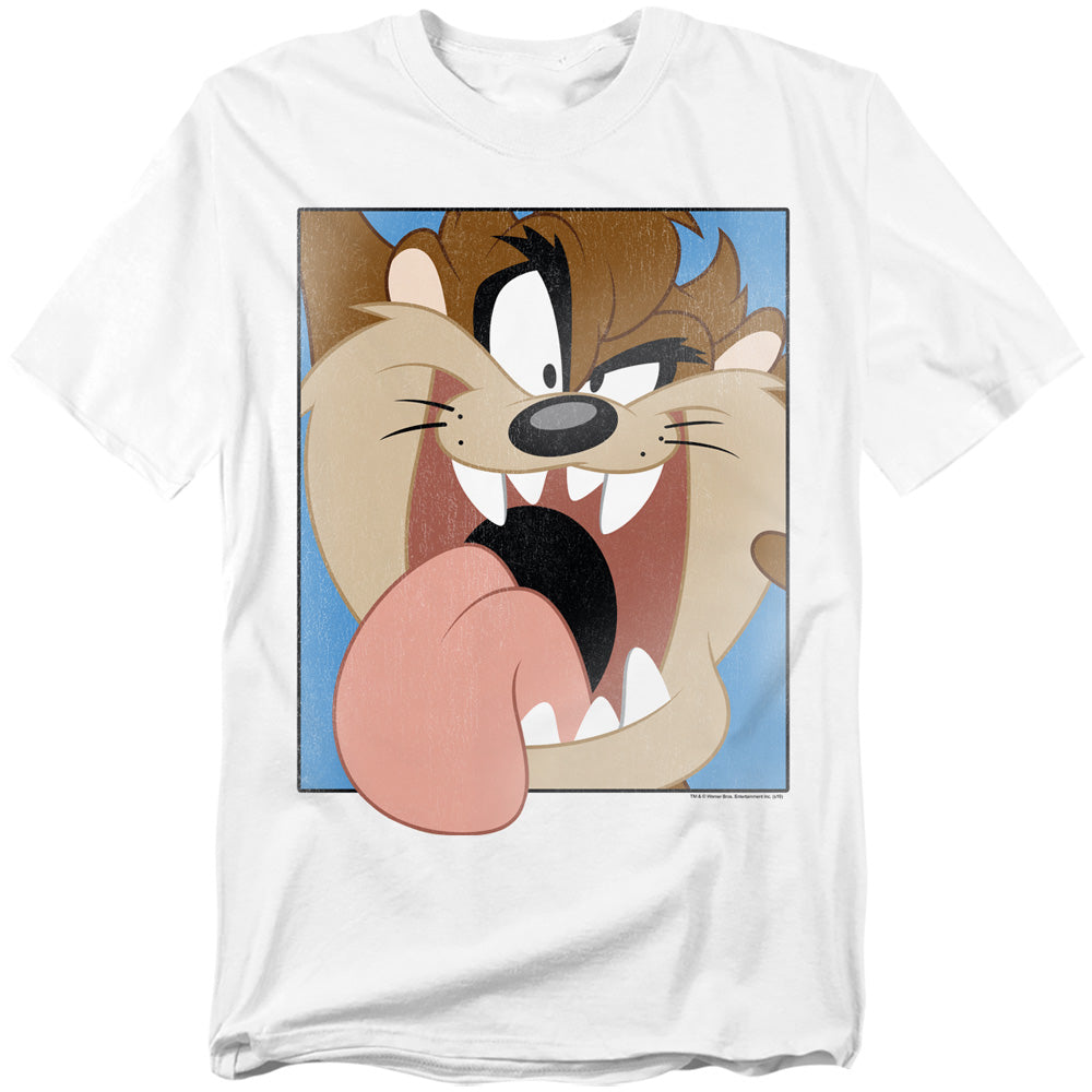Looney Tunes Taz Closeup Mens T Shirt Cream Officially Licensed