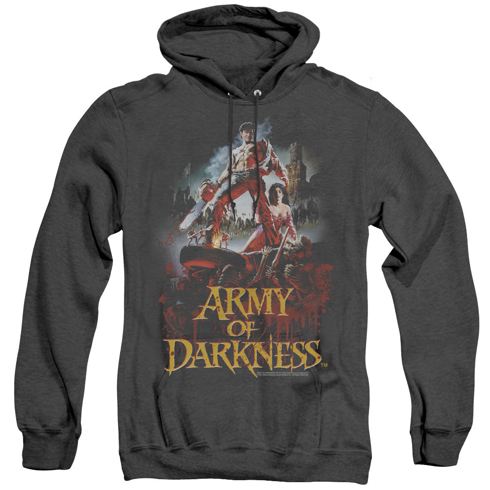 Army Of Darkness Bloody Poster Heather Mens Hoodie Black Officially Licensed