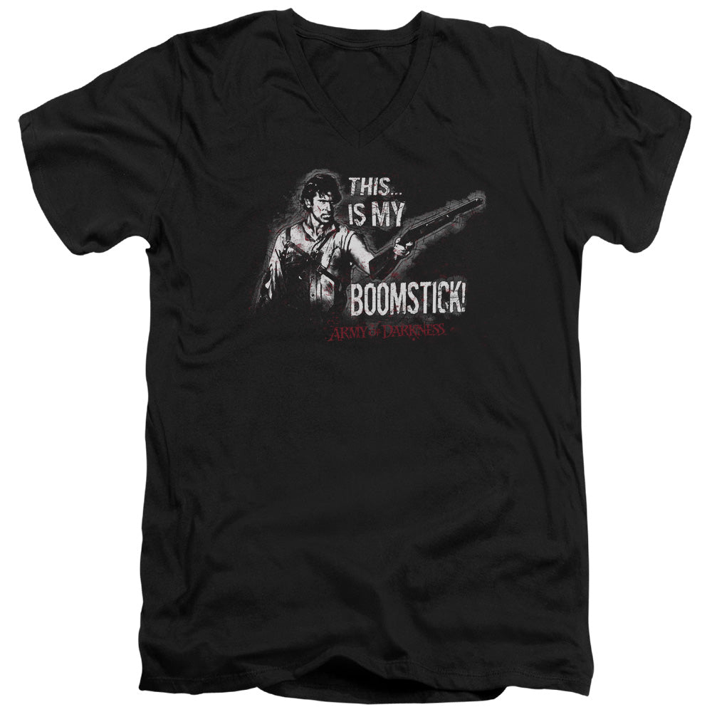 Army Of Darkness Boomstick Mens Slim Fit V-Neck T Shirt Black Officially Licensed