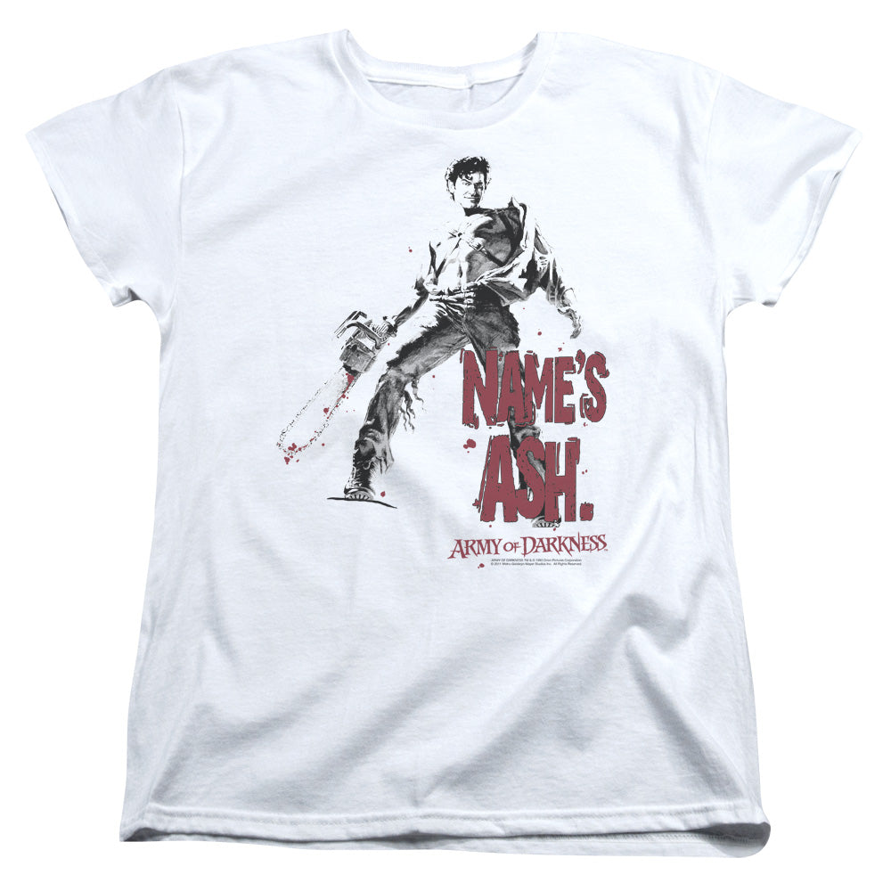 Army Of Darkness Names Ash Womens T Shirt White Officially Licensed