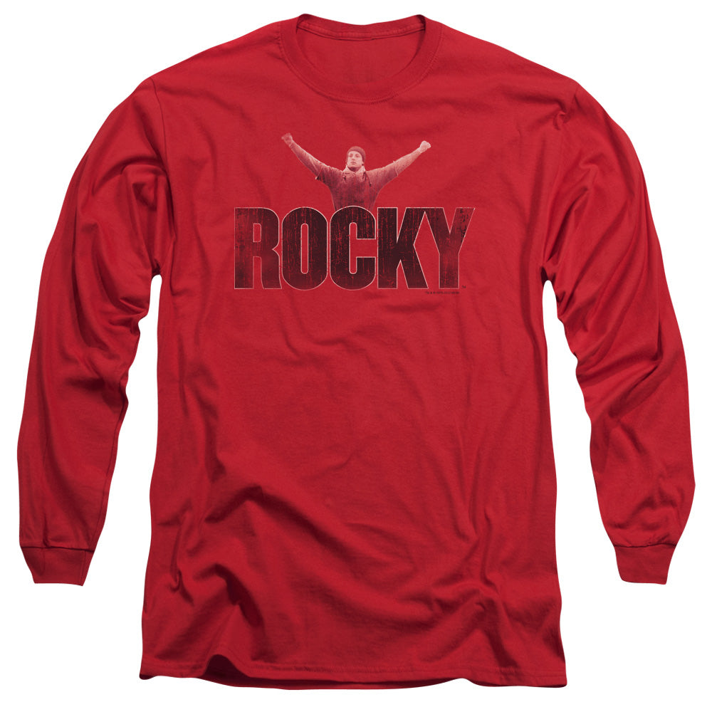 Rocky Victory Distressed Mens Long Sleeve Shirt Red Officially Licensed Officially Licensed